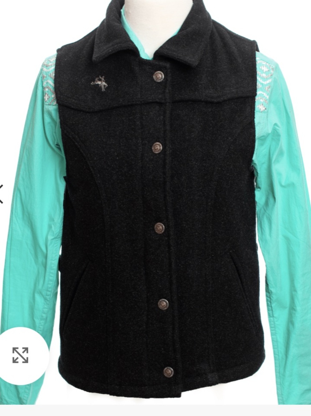Wyoming Traders Montana Women's Black Button-Front Vest virgin wool large